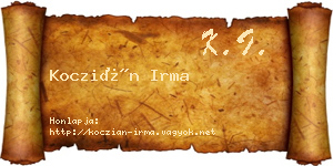 Koczián Irma névjegykártya
